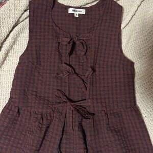 Vigoss Kids Plaid Dress - Burgundy and Black